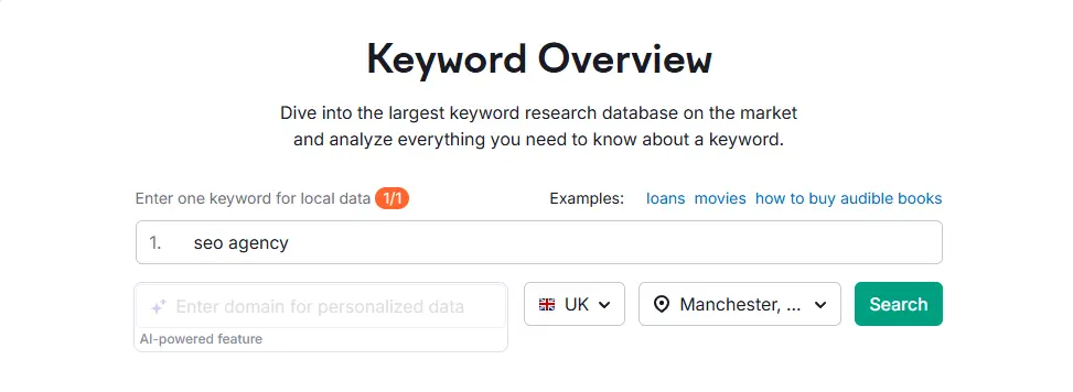 Keyword overview semrush